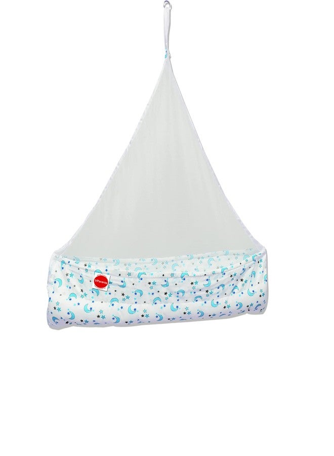 VParents Newborn Baby Sleep Swing Cradle Jhula Palna Tottilu with Attached Bed and Mosquito net Galaxy (Blue)110680 - Image 3